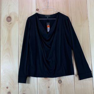 Banana Republic Black Draped Long Sleeve Top NWT